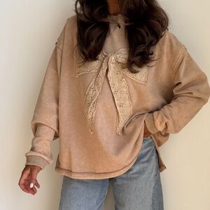 Women’s Beige Bow-Detail Pullover Top